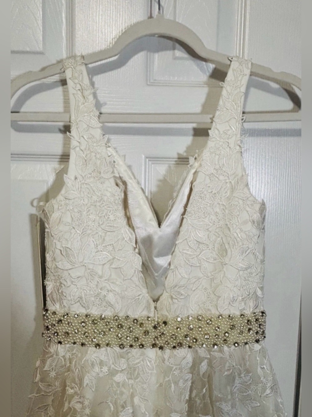 Jovani Floral Bridal Prom Cocktail Dress Tulle Skirt Ivory Size 2 #JVN68267 - Picture 5 of 10